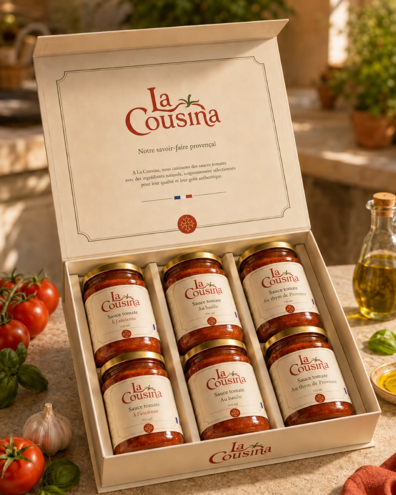 Coffret Grande Tablée ouvert, 6 bocaux